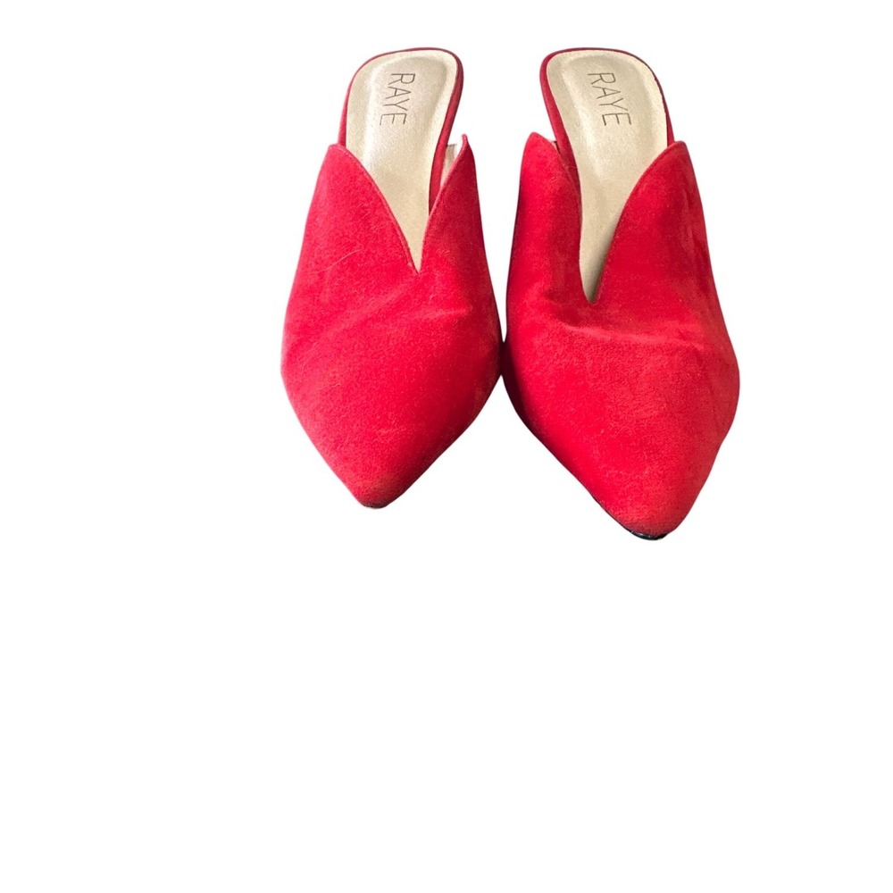 RAYE Red Velvet Pointed Toe V-Cut Stiletto Mules RYHE428 S18 Size 7 - Picture 2 of 5